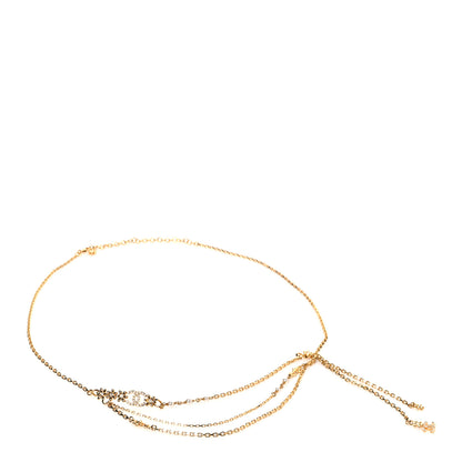 Chanel Pearl Crystal CC Flower Chain Belt 80 32 Gold White 1 of 3