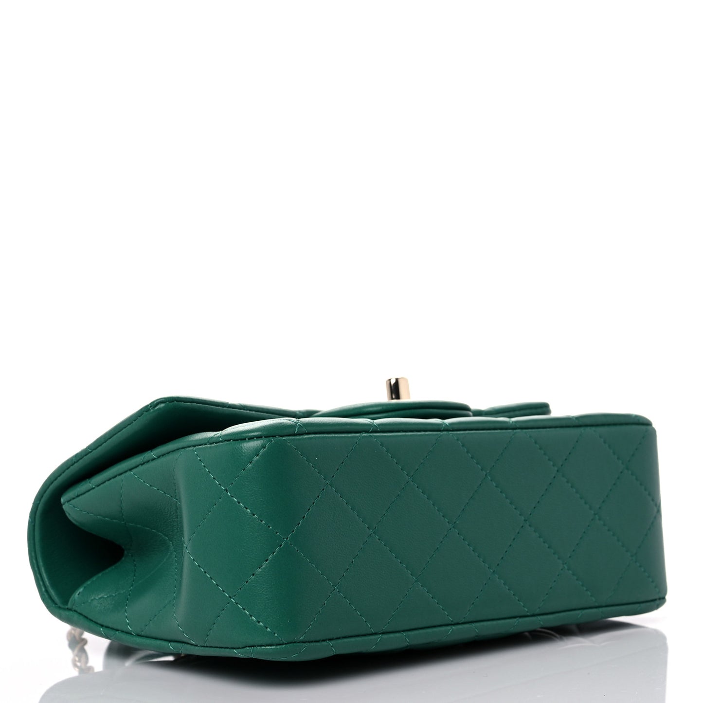 Lambskin Quilted Mini Top Handle Rectangular Flap Green