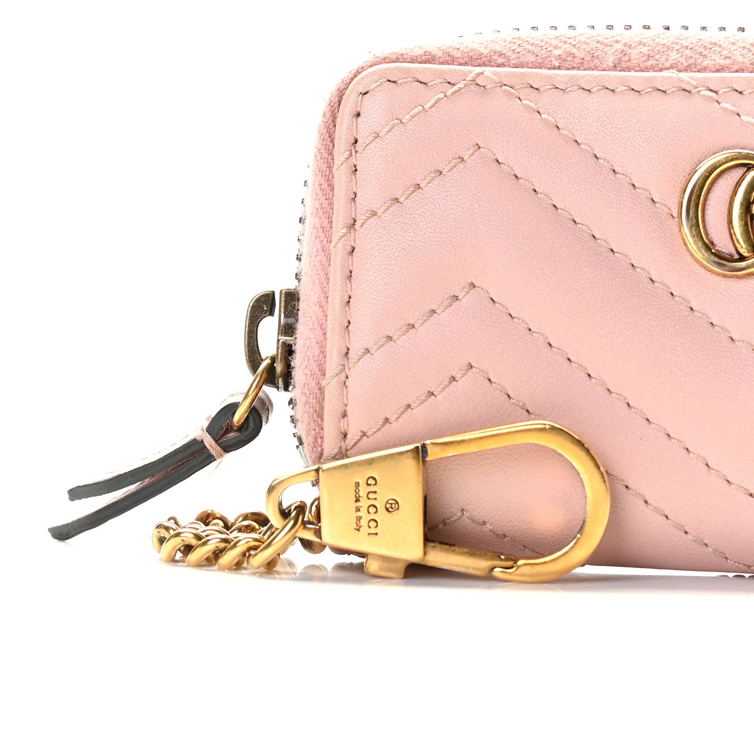 Gucci Calfskin Matelasse GG Marmont Zip Around Key Case Perfect Pink 7 of 9
