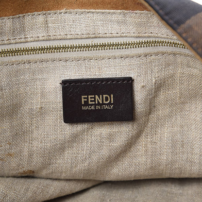 Fendi Pequin Cuoio Vegetale Large Hobo Tobacco Black Cuoio 6 of 19