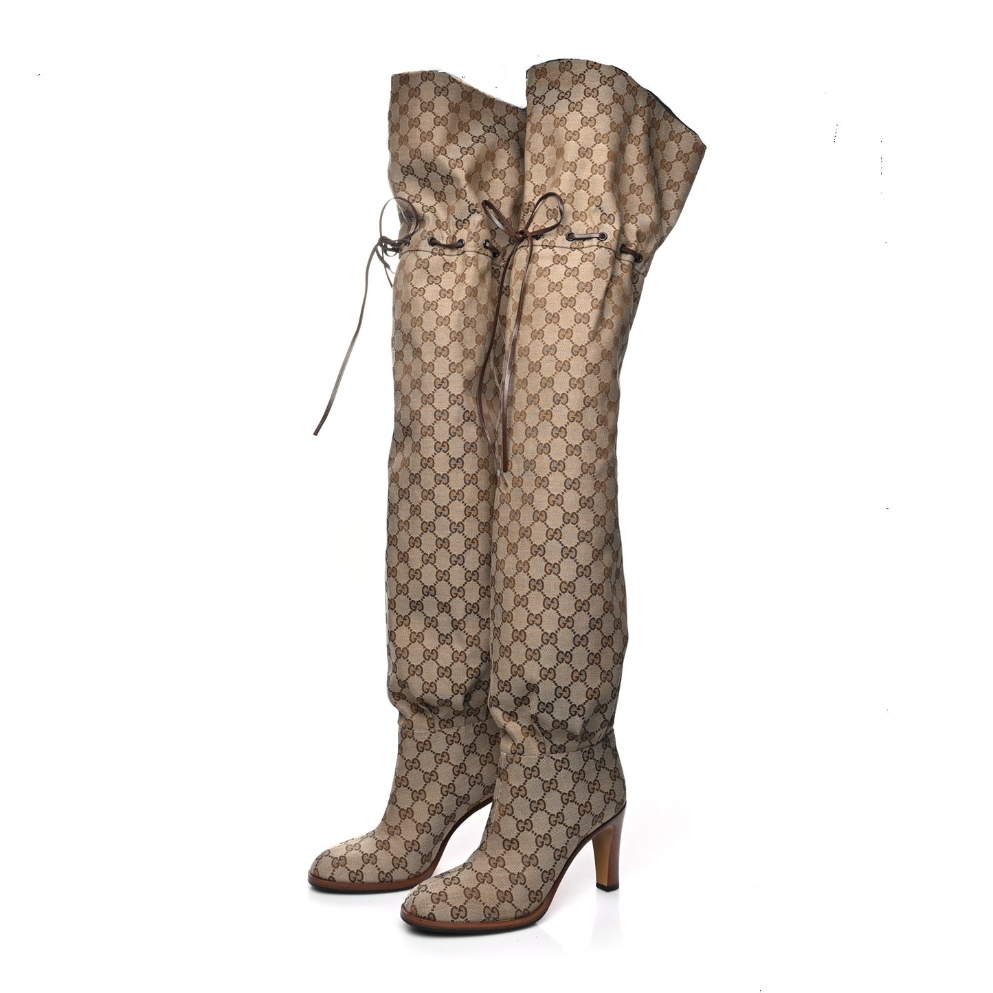 Monogram Over the Knee Boots 38 Beige Ebony