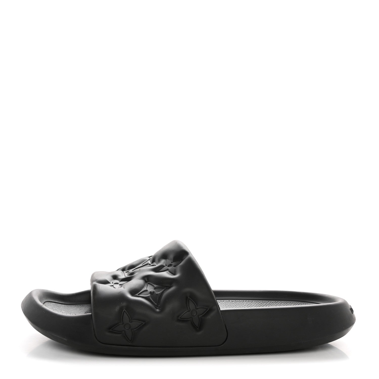 Louis Vuitton Rubber Embossed Monogram Mens Waterfront Mules 10 Black 1 of 10