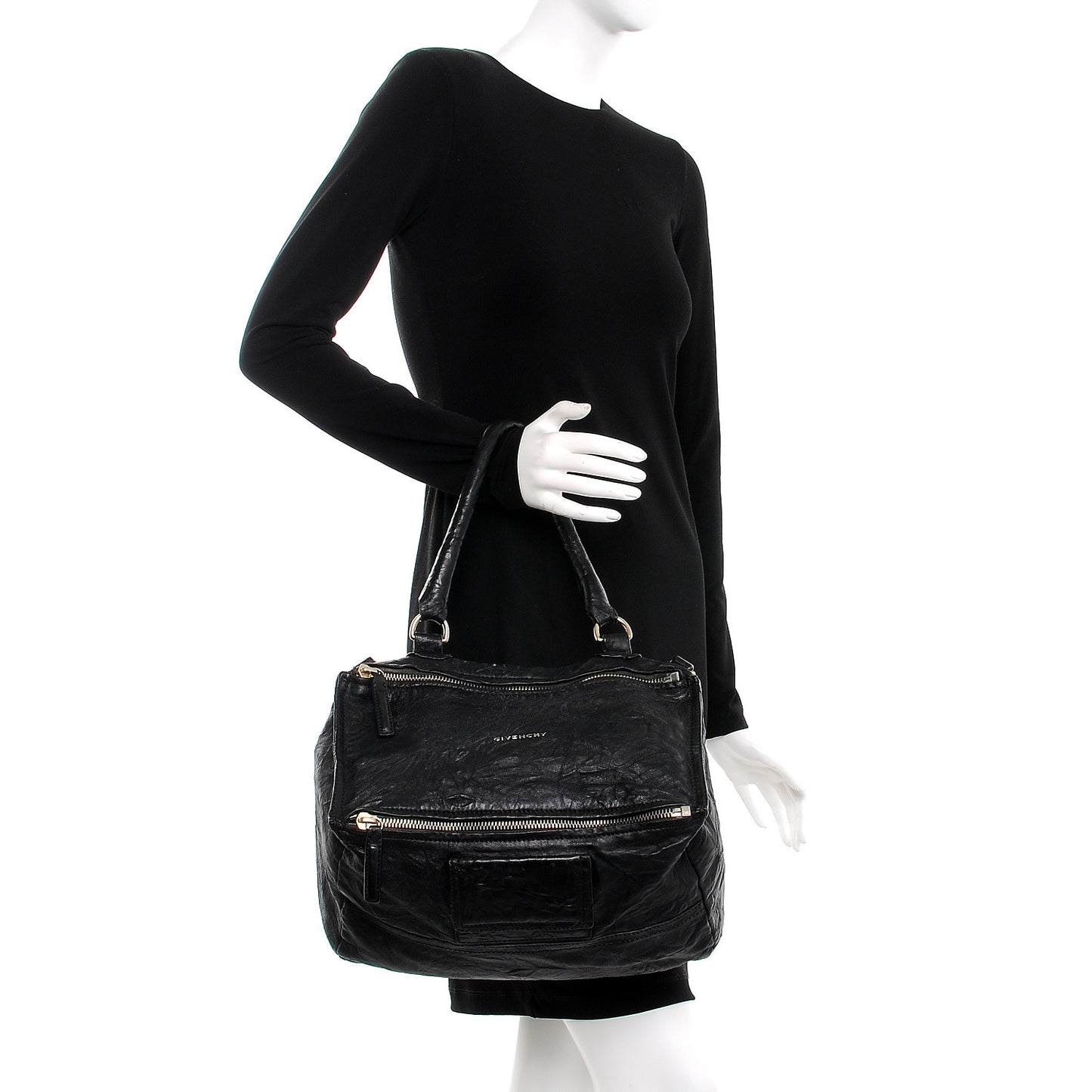 Tumbled Sheepskin Large Pandora Bag Black