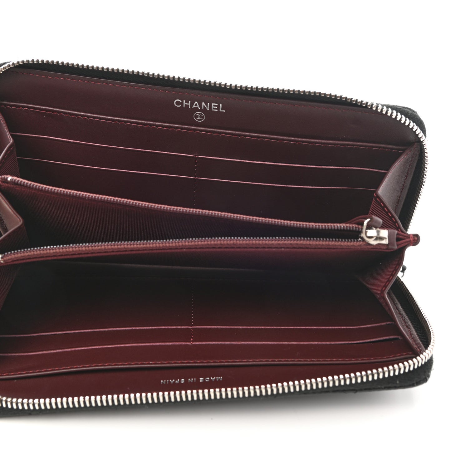 Caviar Quilted Large Gusset Zip Around Wallet Black