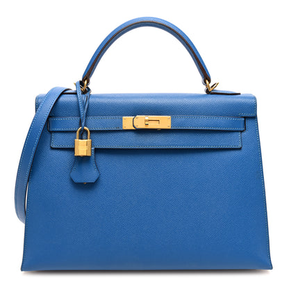 Hermes Epsom Kelly Sellier 32 Bleu Izmir 1 of 10