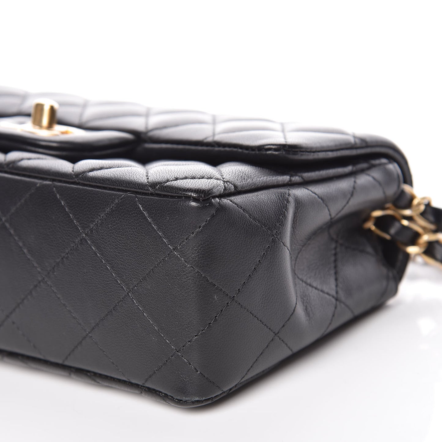 Lambskin Quilted Mini Rectangular Flap Black