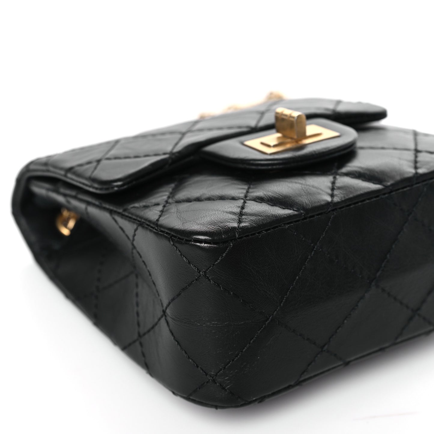 Aged Calfskin Quilted 2.55 Reissue Mini North South Flap Black
