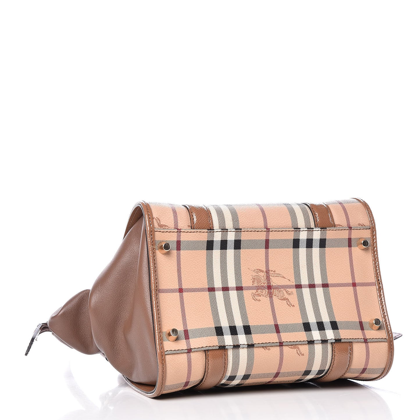 Patent Haymarket Check Small Dinton Tote Mid Camel