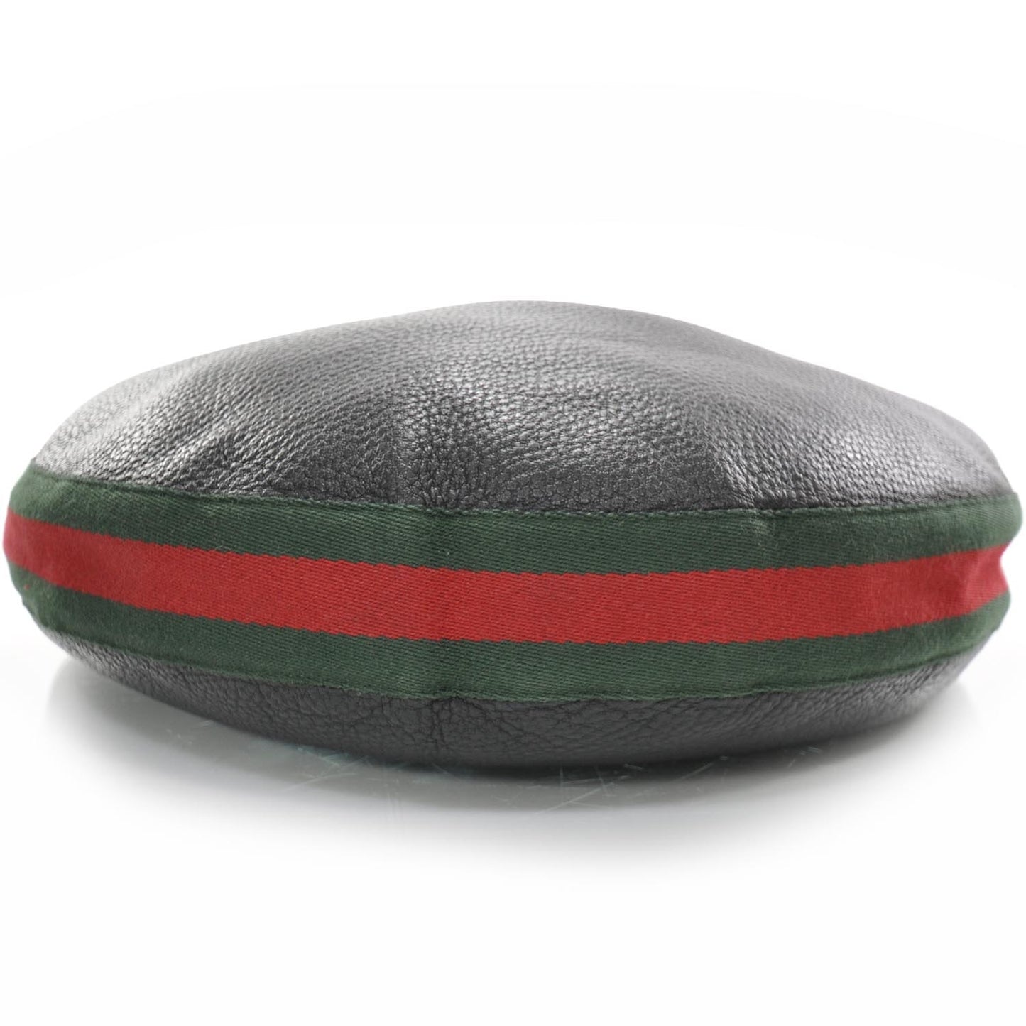 Pebbled Calfskin Web Bamboo Ring Hobo Black