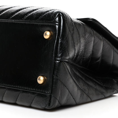 Chanel Calfskin Chevron Quilted Medium Coco Handle Flap Black 9 of 9