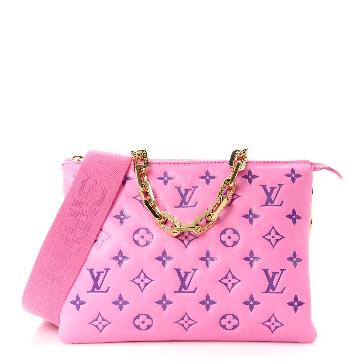 LOUIS VUITTON Lambskin Embossed Monogram Vuittamins Coussin PM Rose Violet