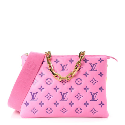 Louis Vuitton LOUIS VUITTON Lambskin Embossed Monogram Vuittamins Coussin PM Rose Violet 1 of 11