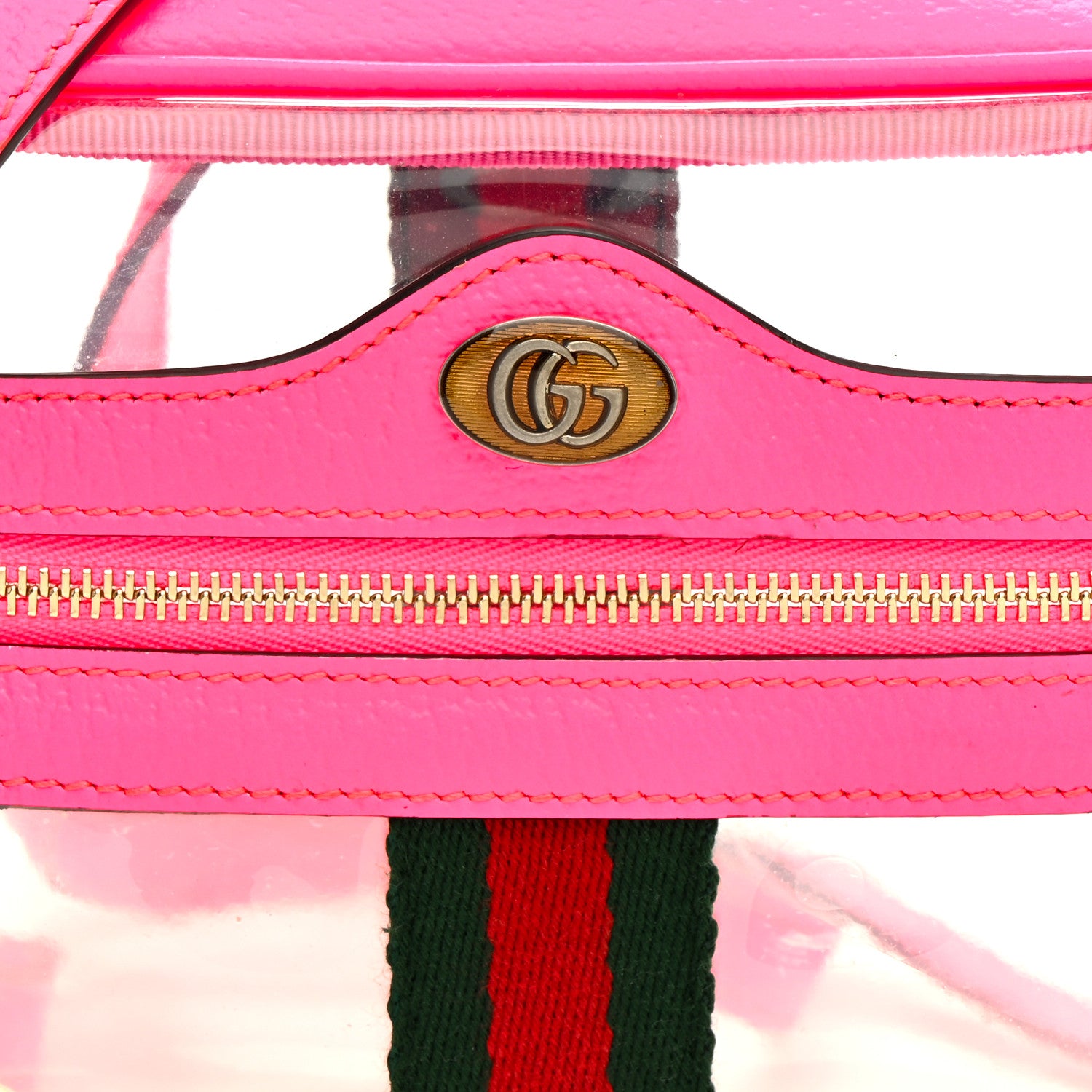 Gucci Vinyl Web Mini Ophidia Transparent Shoulder Bag Fluorescent Fuchsia 15 of 31