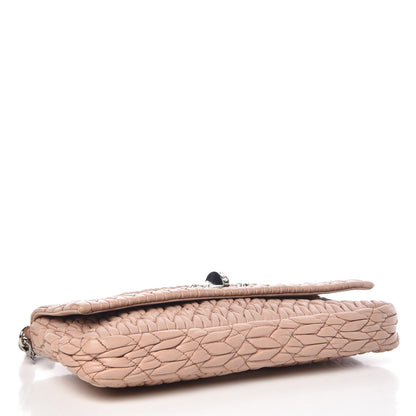 Miu Miu Nappa Matelasse Crystal Flap Clutch Cammeo 4 of 12