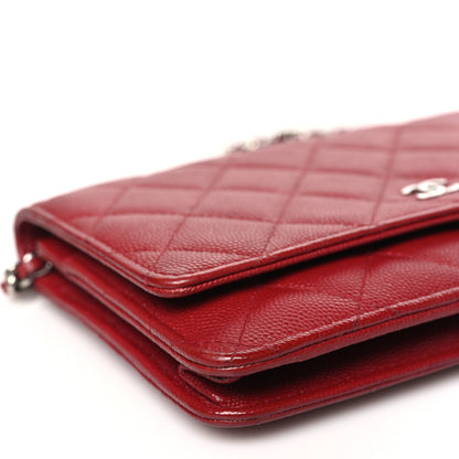 Chanel Caviar Quilted Wallet on Chain WOC Dark Red 10 of 12