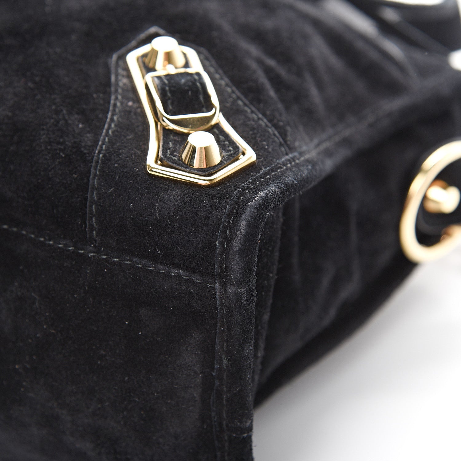 Balenciaga Suede Gold Metallic Edge Hardware S City Black 10 of 10