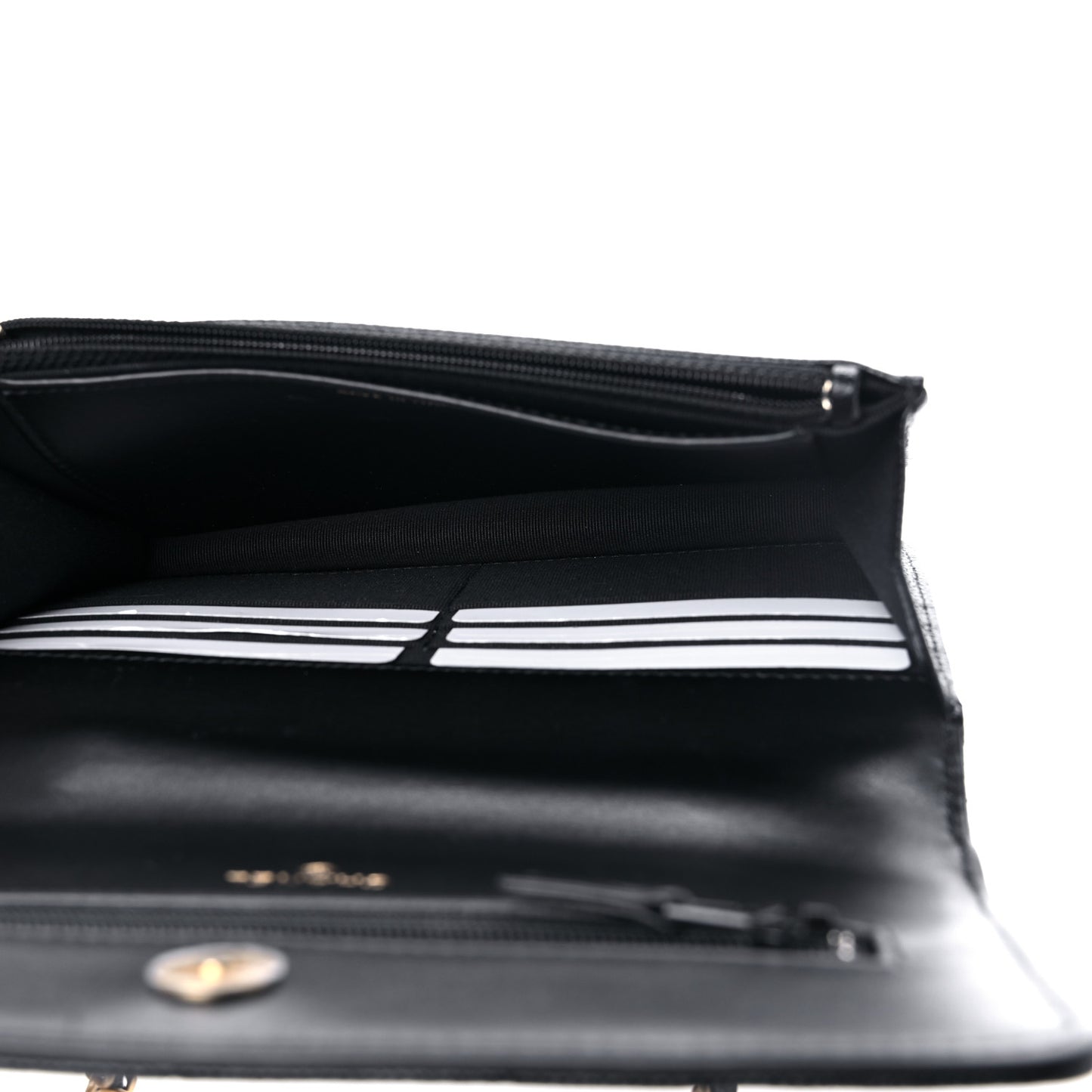 Shiny Caviar Quilted Pick Me Up Wallet On Chain WOC Black