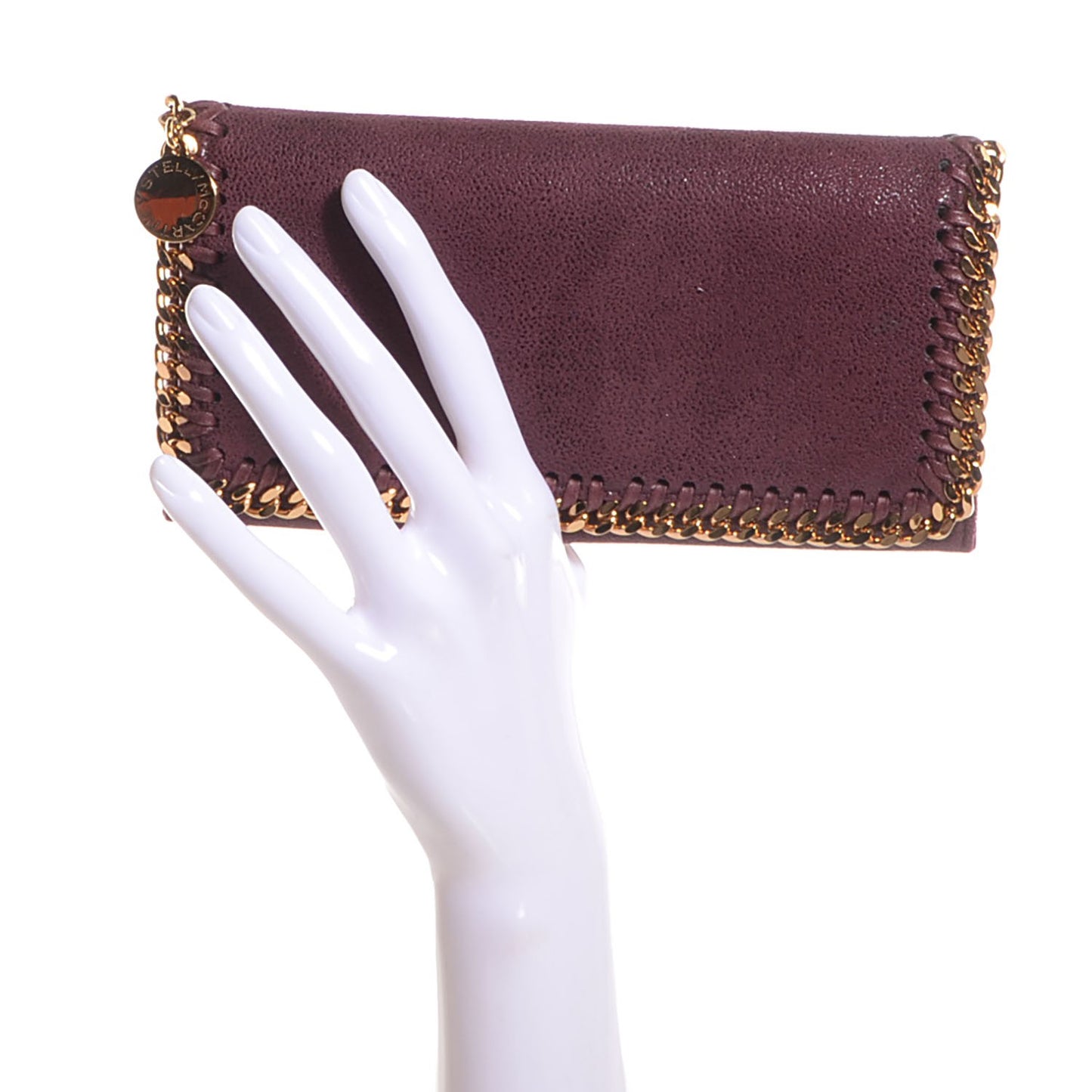 Faux Leather Shaggy Deer Falabella Flap Wallet Plum