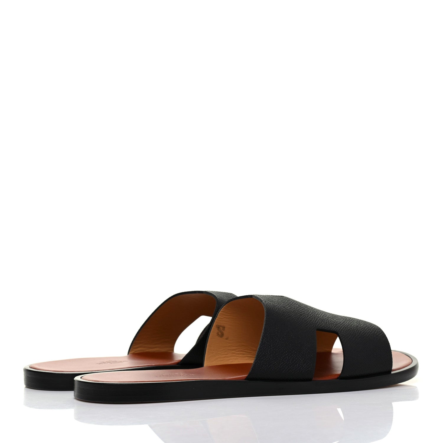 Hermes Epsom Mens Izmir Sandals 43 Black Brique 4 of 11