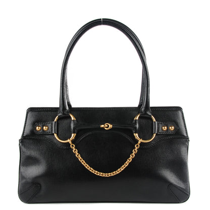Gucci Textured Calfskin Horsebit Tote Black 1 of 7