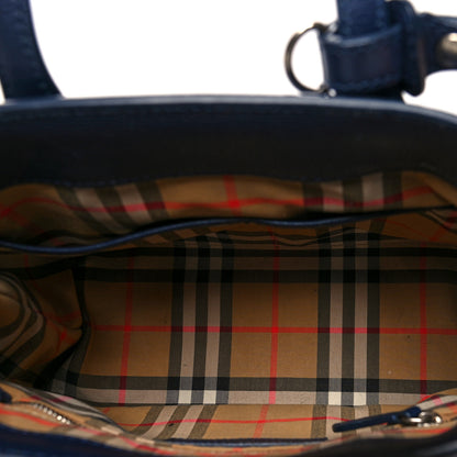 Burberry Grainy Calfskin House Check Small Banner Tote Regency Blue 4 of 13