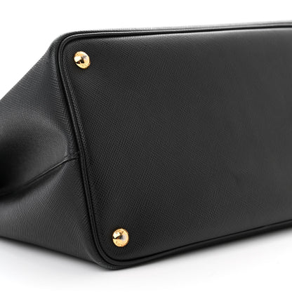 Prada Saffiano Cuir Large Double Bag Black Mughetto 8 of 13