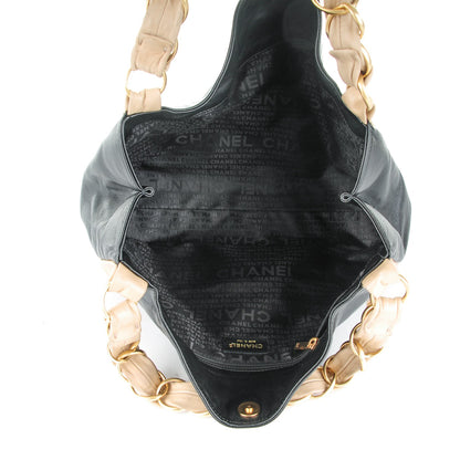 Chanel Lambskin Small Olsen Shoulder Bag Black Beige 5 of 7