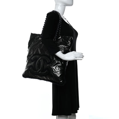 Chanel Vinyl Mohair Trimmed CC Bonbons Tote Black 2 of 10