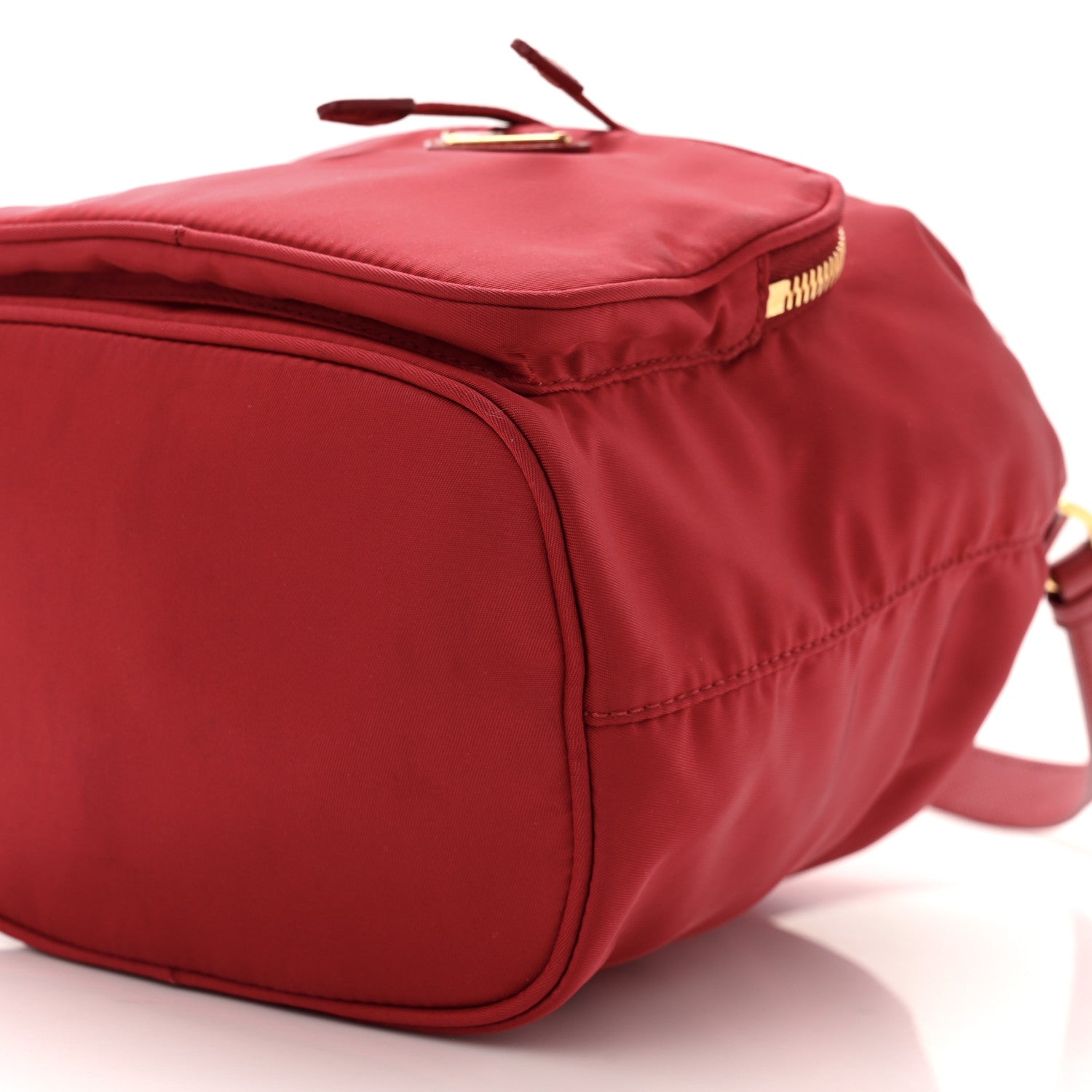 Prada Saffiano Tessuto Nylon Mini Bucket Crossbody Bag Fuoco 10 of 14