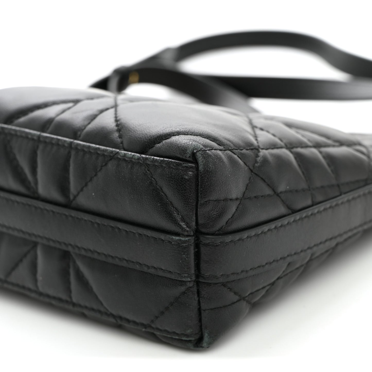 Calfskin Macrocannage Miss Caro Diorling Mini Bag with Chain Black