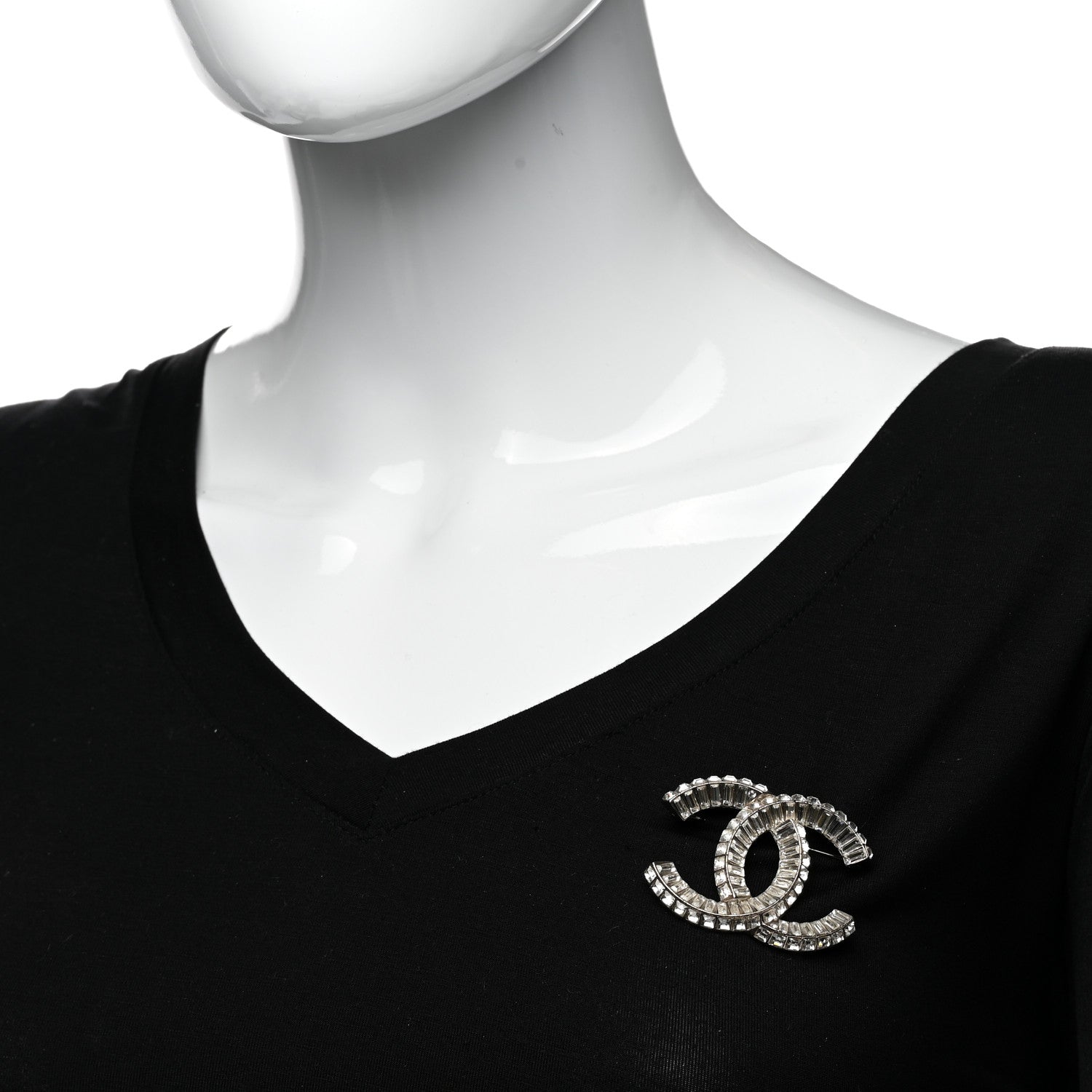 Chanel Baguette Crystal CC Brooch Silver 2 of 4