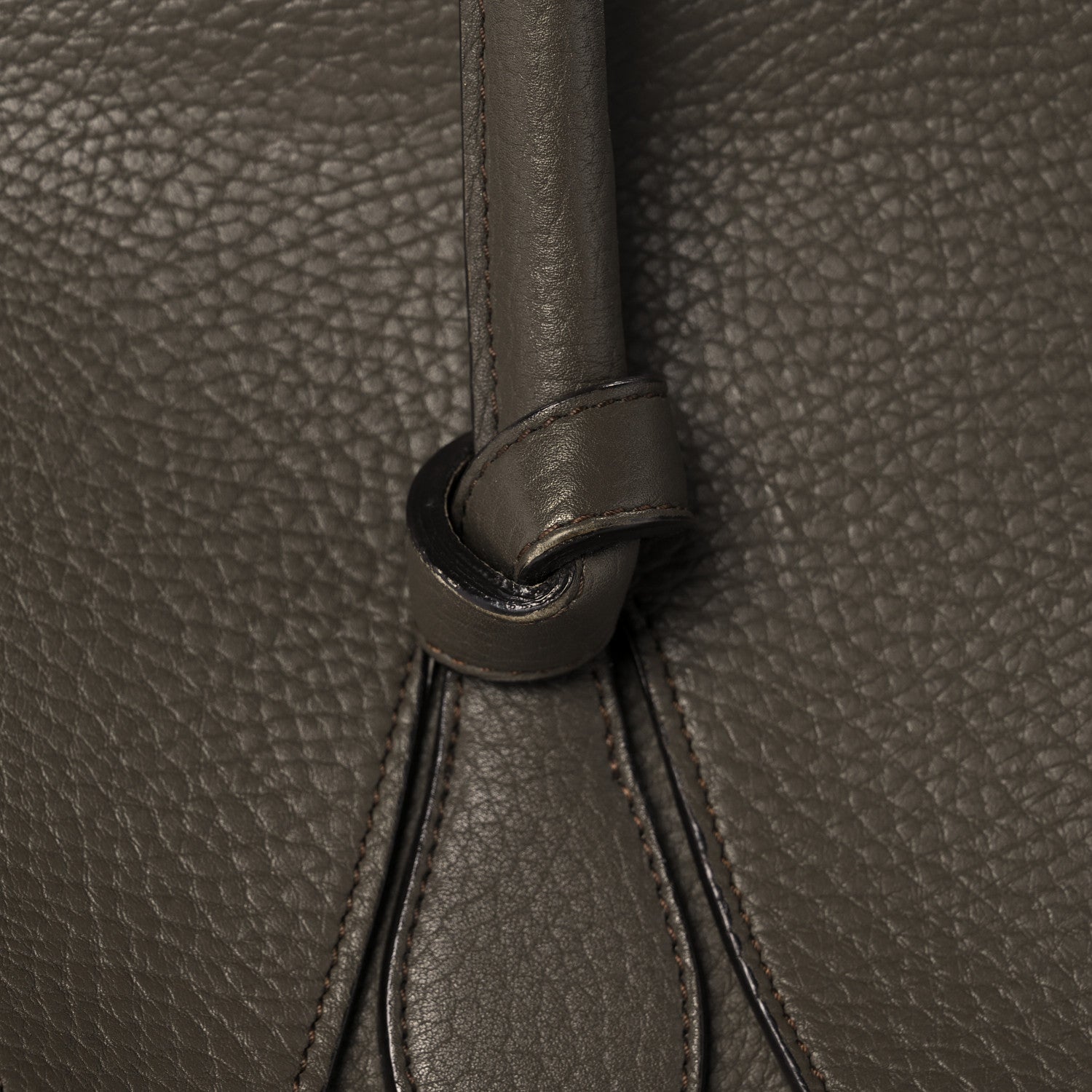 Celine Crisped Calfskin Small Tie Knot Tote Dark Khaki 35 of 39