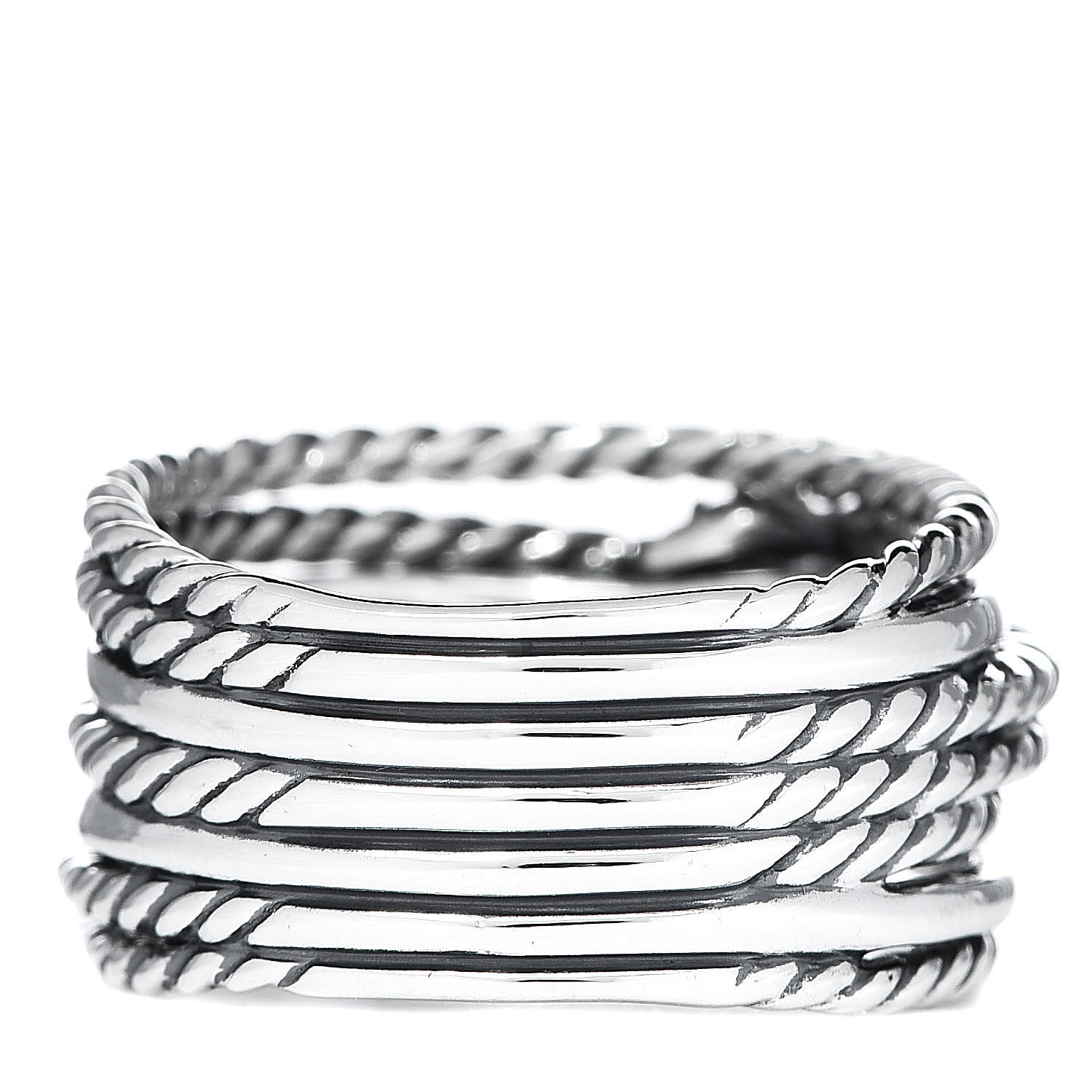 David Yurman Sterling Silver Diamond Double X Crossover Ring 53 6.25 4 of 5