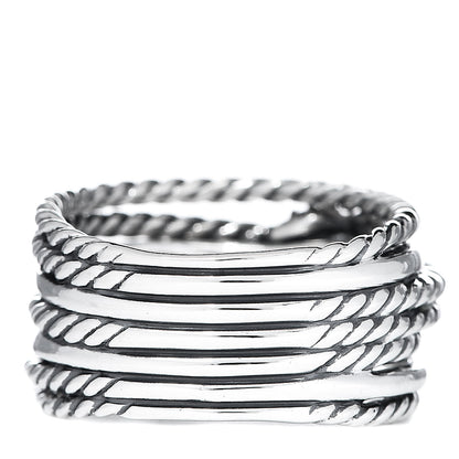 David Yurman Sterling Silver Diamond Double X Crossover Ring 53 6.25 4 of 5