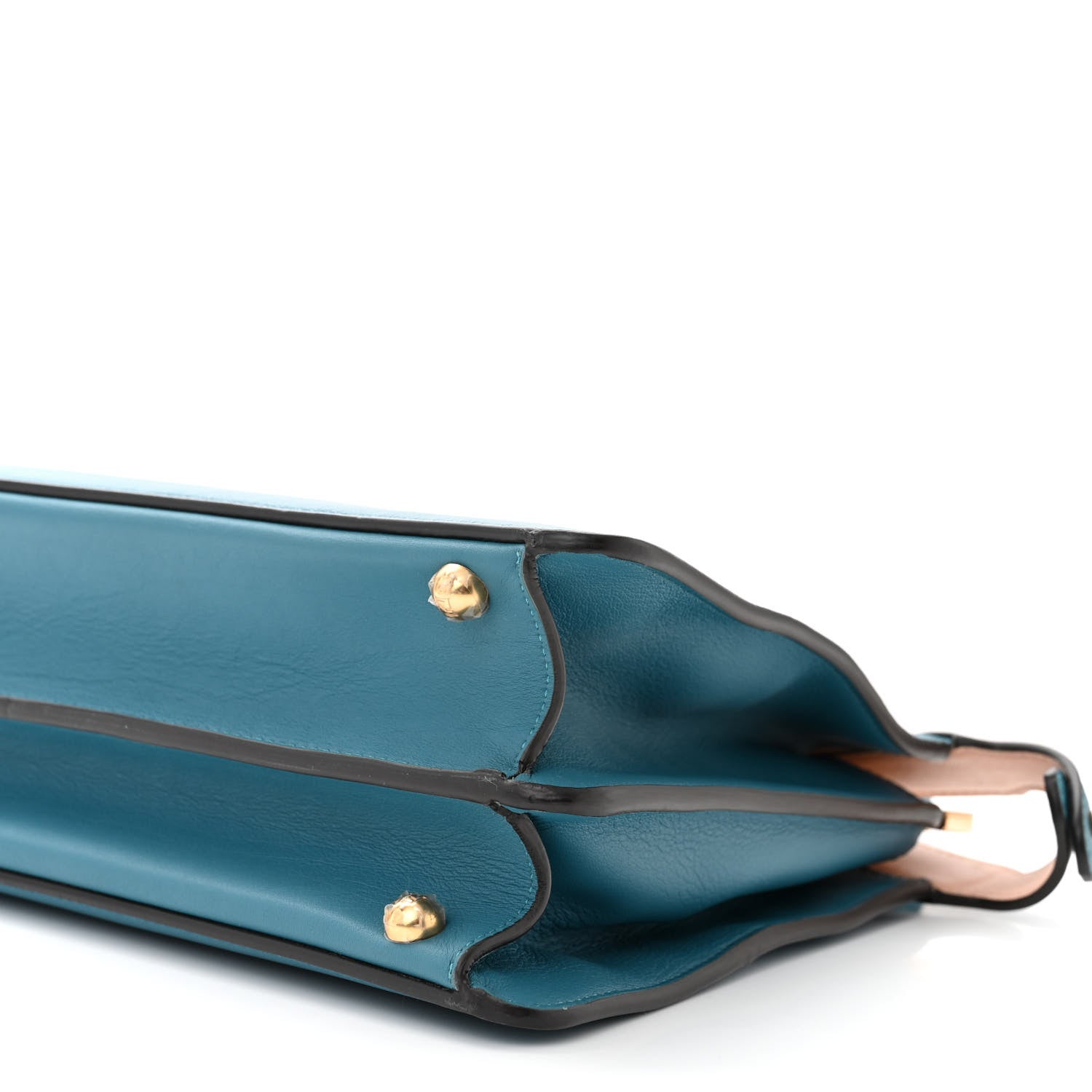 Fendi Vitello Seta Shiny Nappa Medium Peekaboo I SEE U Satchel Blue Velvet Light Rose 11 of 11