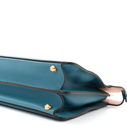 Fendi Vitello Seta Shiny Nappa Medium Peekaboo I SEE U Satchel Blue Velvet Light Rose 11 of 11