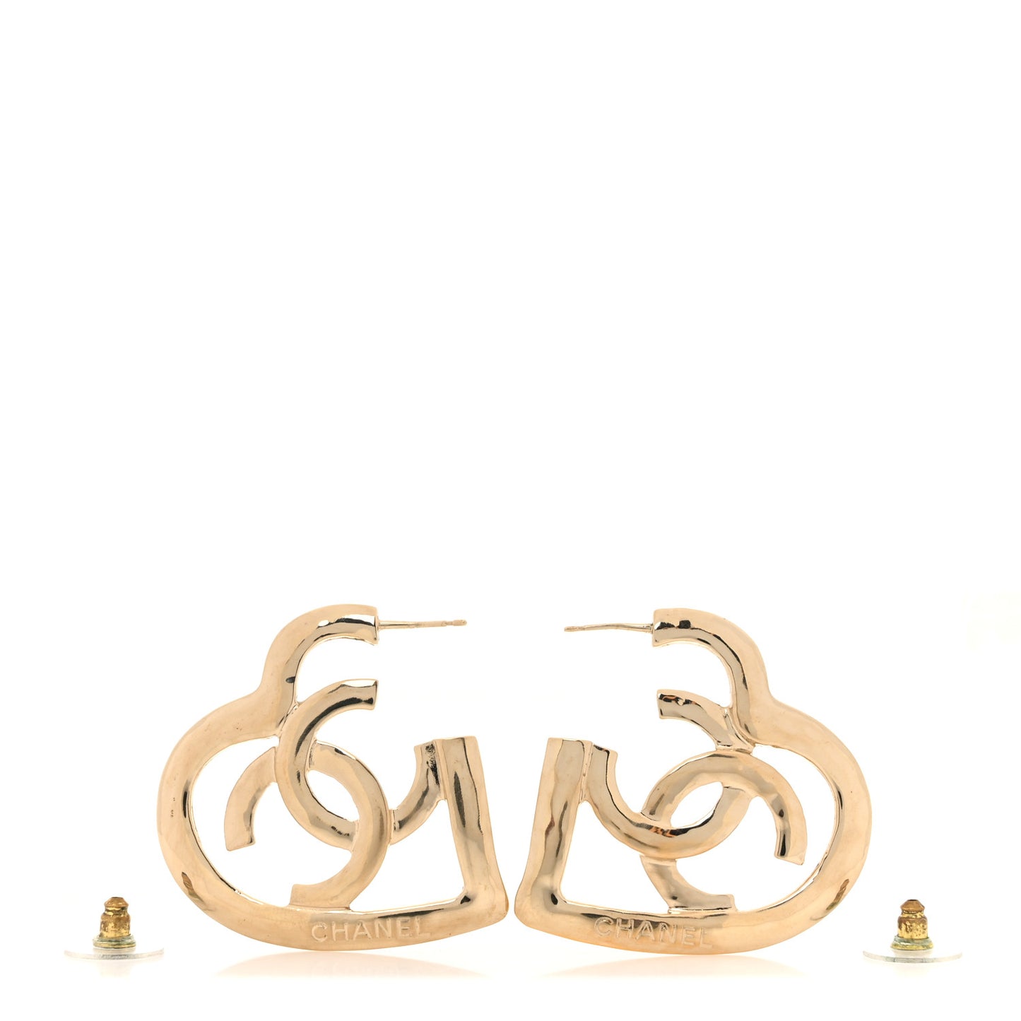 Metal CC Heart Coco In Love Hoop Earrings Gold