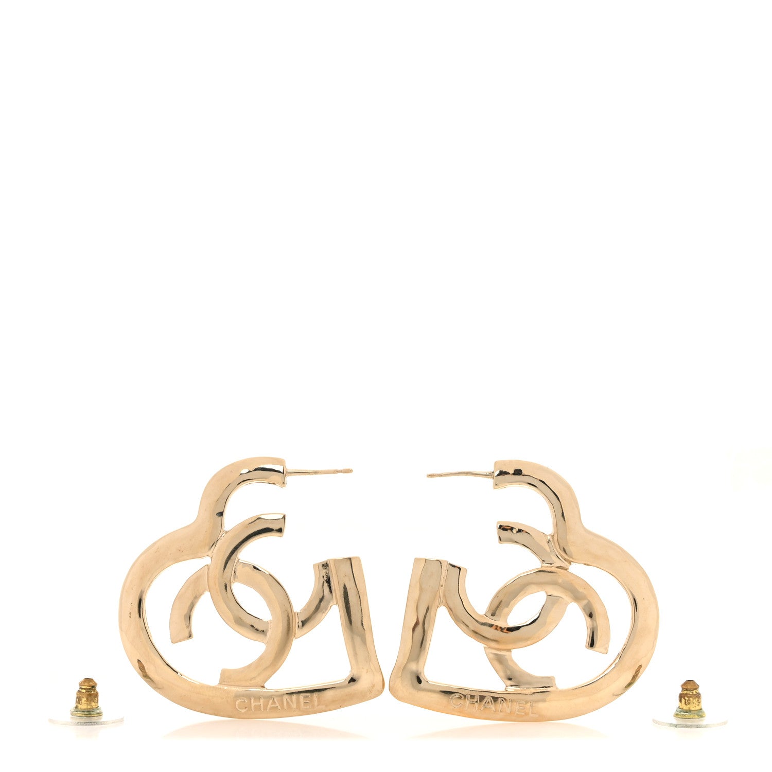 Chanel Metal CC Heart Coco In Love Hoop Earrings Gold 3 of 4