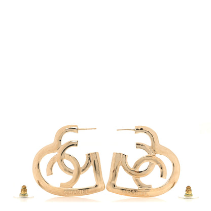 Chanel Metal CC Heart Coco In Love Hoop Earrings Gold 3 of 4