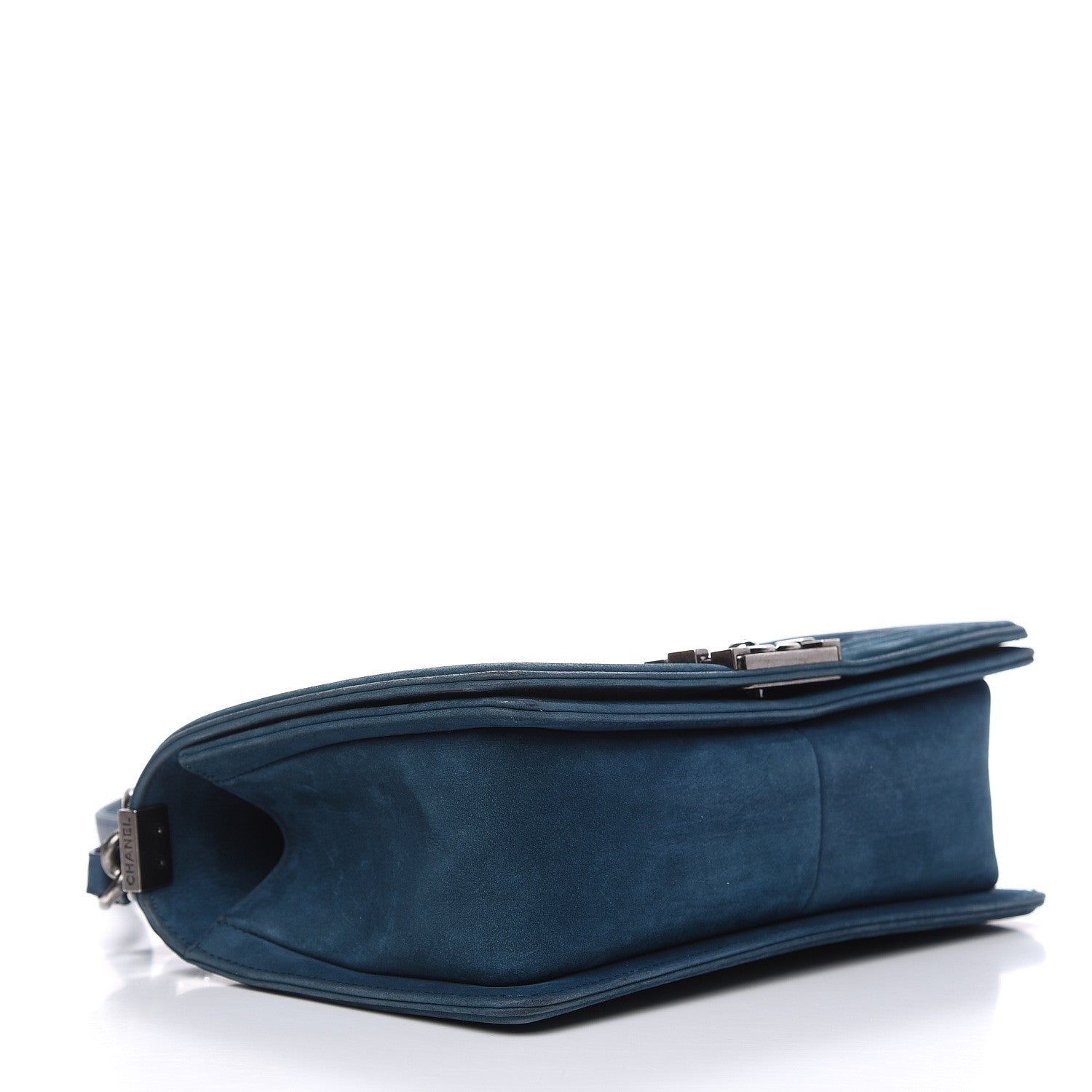 Chanel Nubuck Chevron Quilted Medium Boy Flap Blue 4 of 17