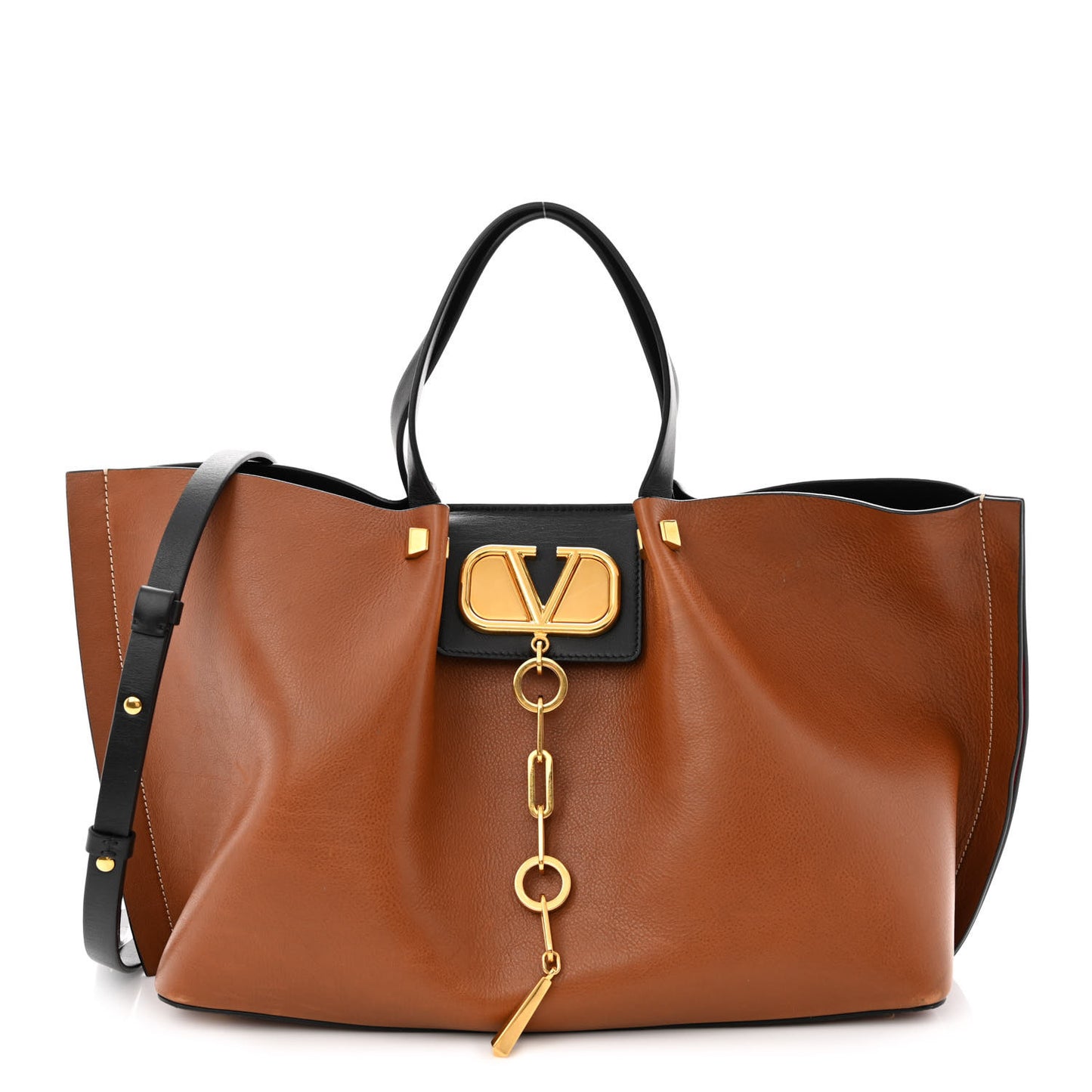 Grainy Calfskin Medium VLogo Escape Shopper Brown Black