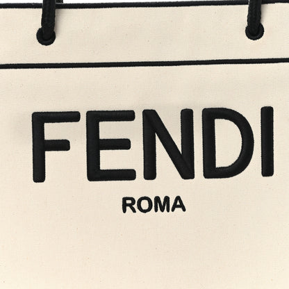 Fendi Canvas Logo Large Shopping Tote Grezzo Black 8 of 13