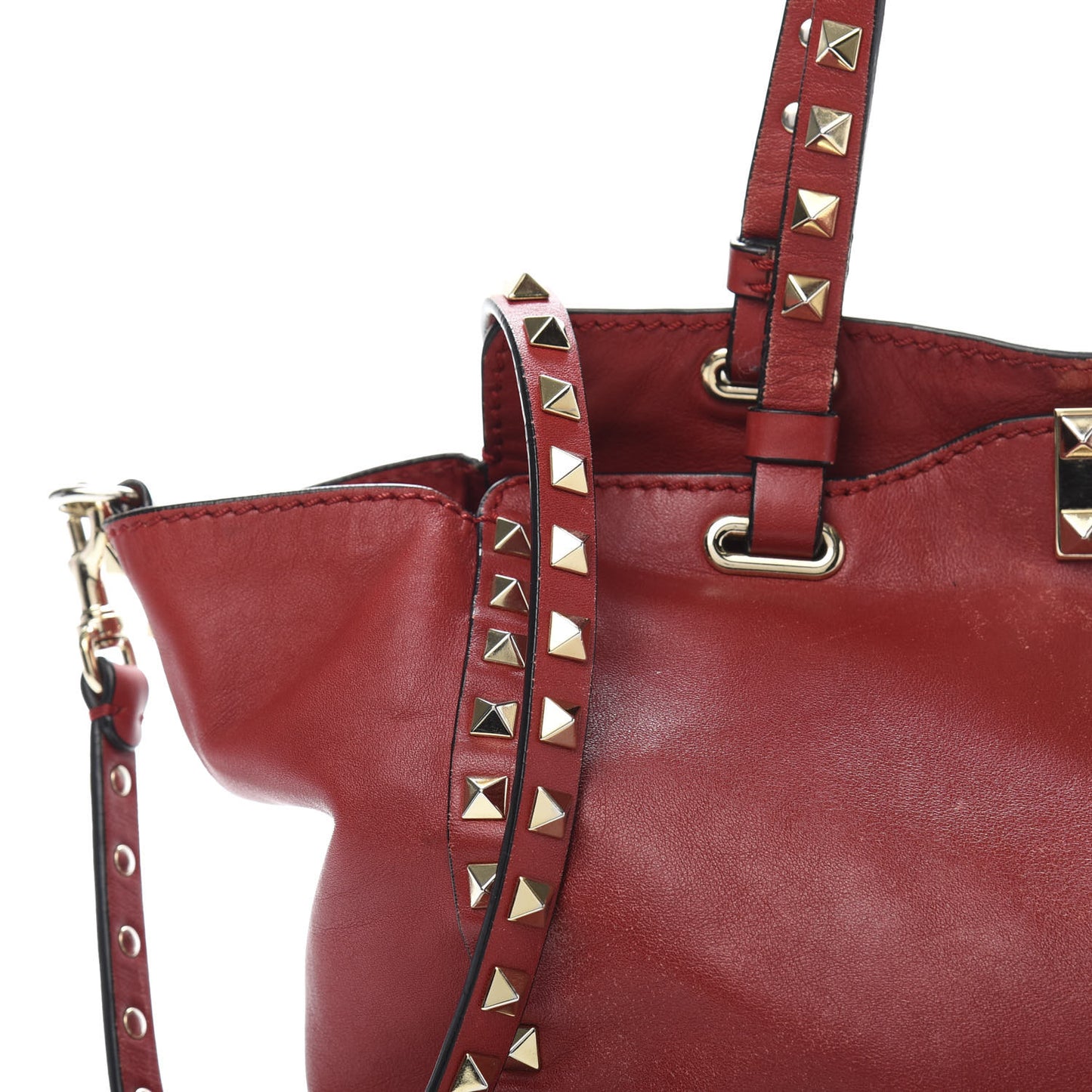 Vitello Small Rockstud Tote Rosso Valentino