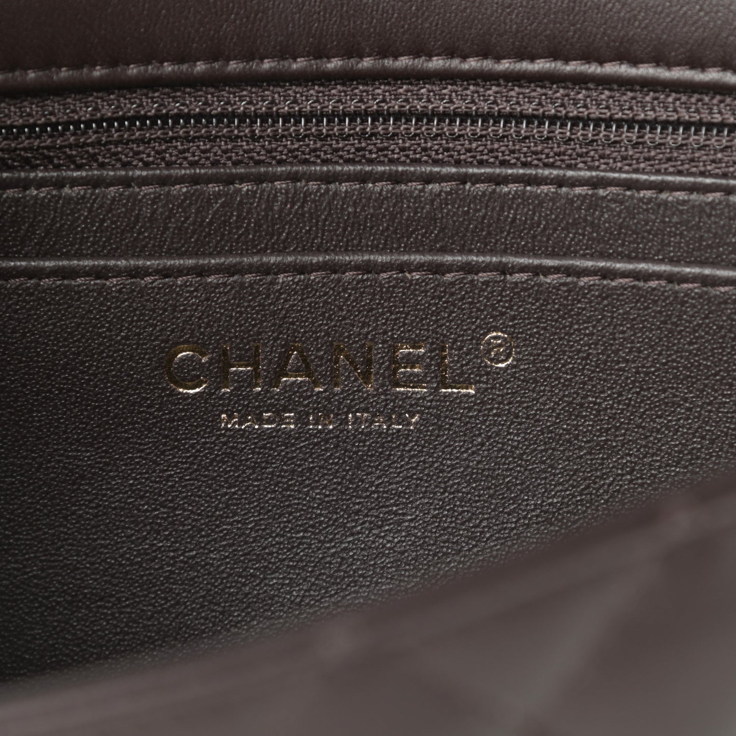Lambskin Quilted Mini Rectangular Flap Dark Brown