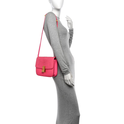 Celine Snakeskin Medium Classic Box Flap Pink 2 of 17