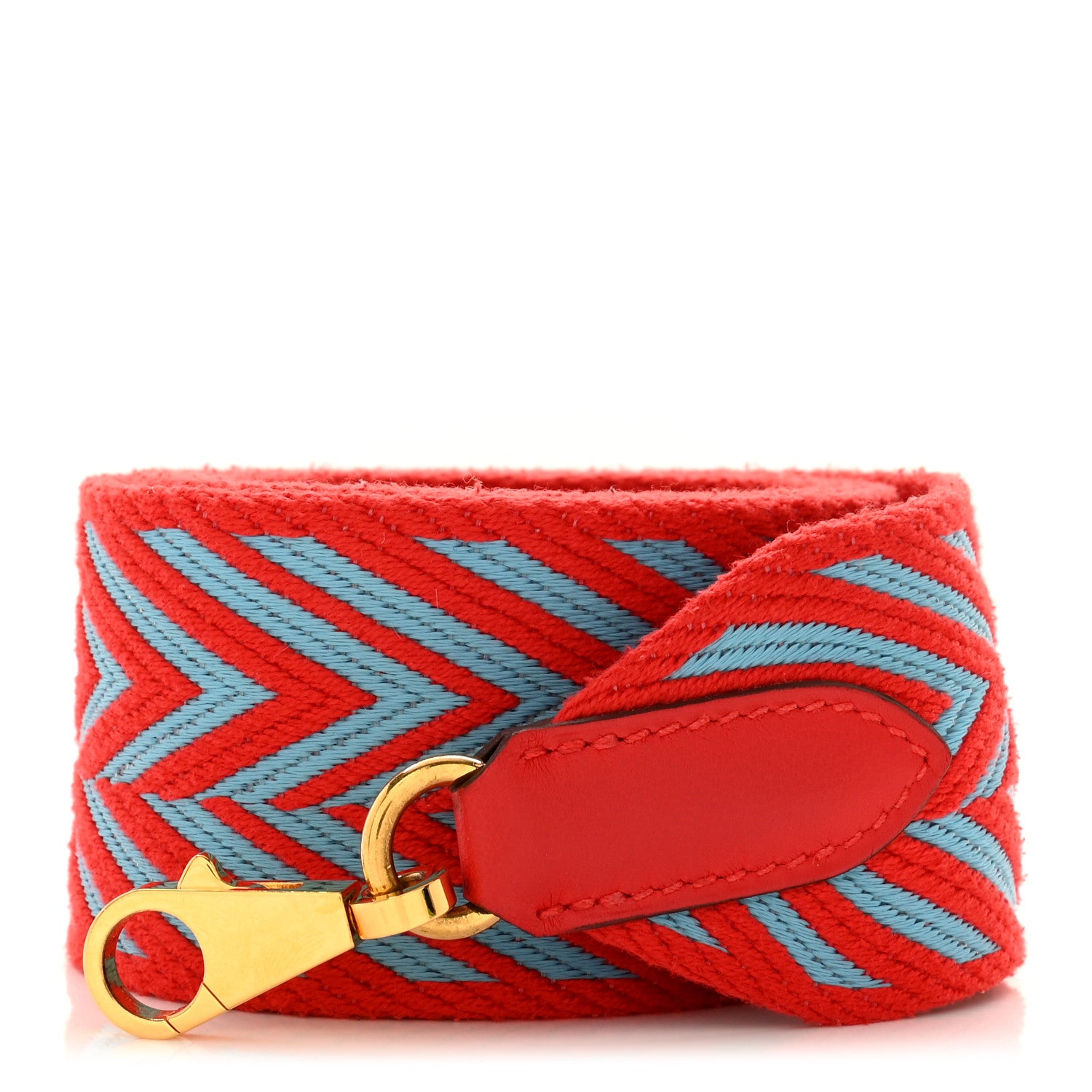 Hermes Toile Swift 50mm Sangle ZigZag Shoulder Strap Rouge De Coeur Bleu Du Nord 1 of 4