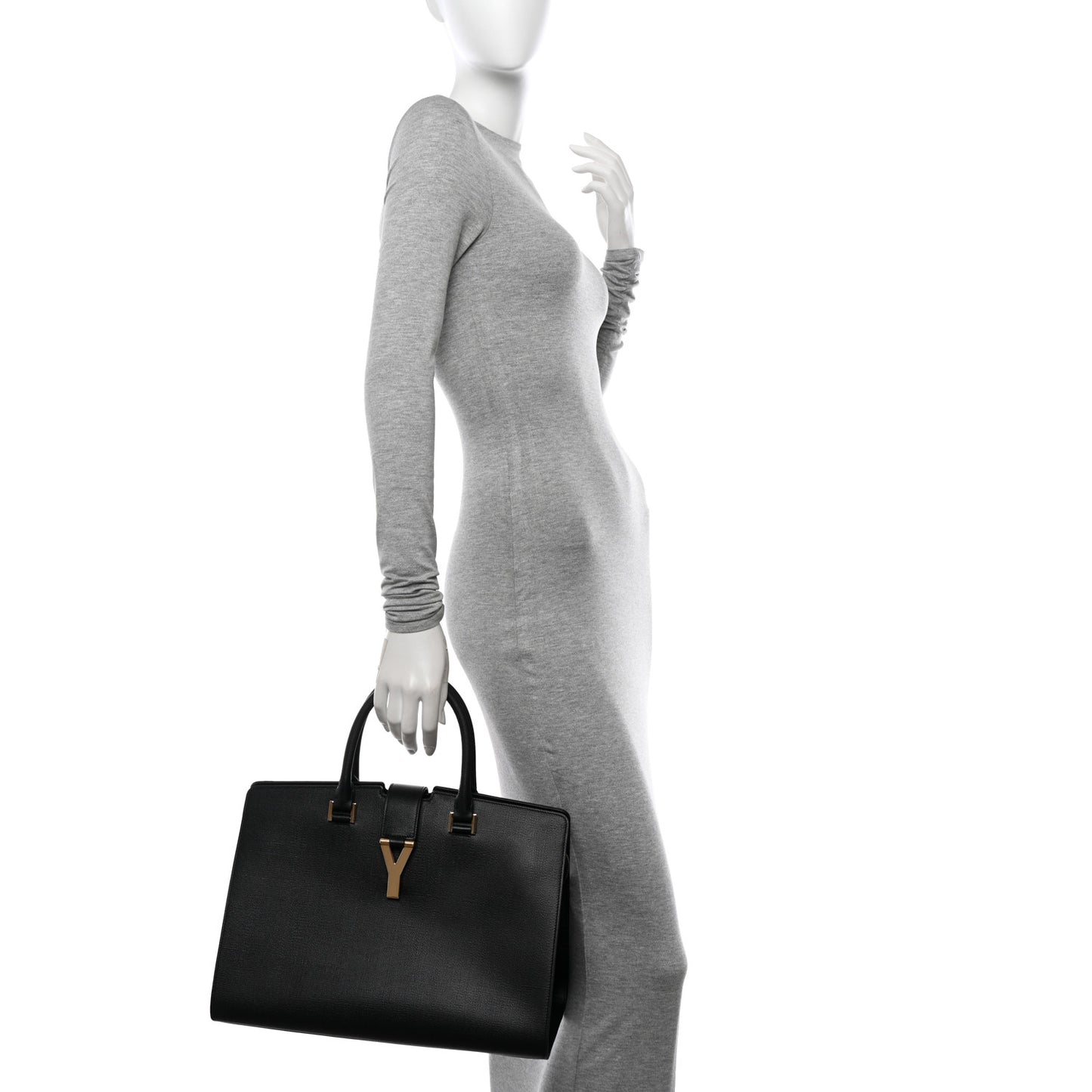 Textured Calfskin Medium Classic Y Cabas Black