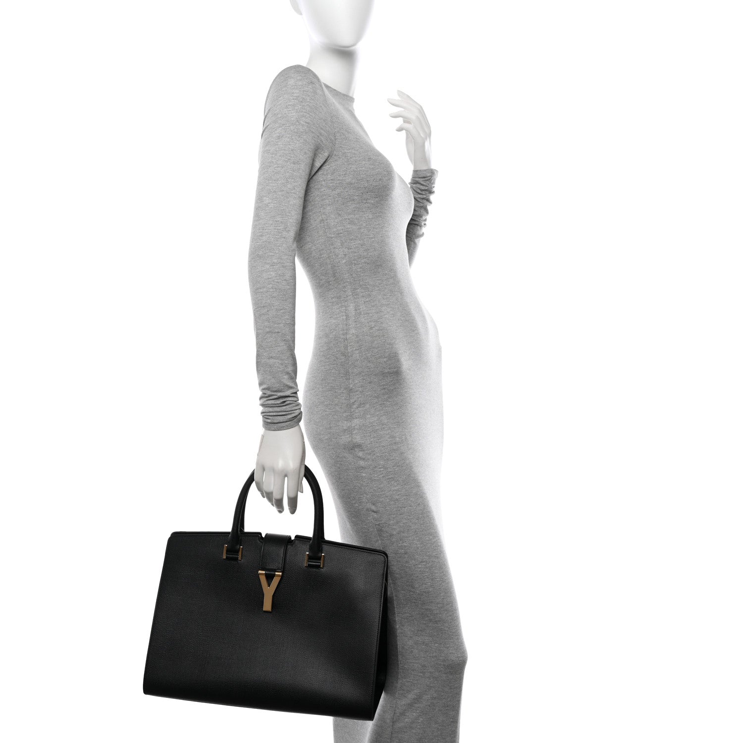 Saint Laurent Textured Calfskin Medium Classic Y Cabas Black 2 of 12