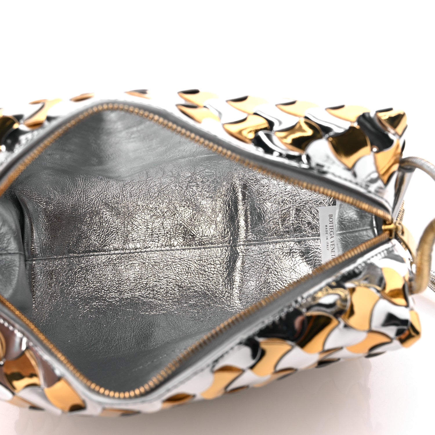 Bottega Veneta Metallic Lambskin Intrecciato Knot Small Loop