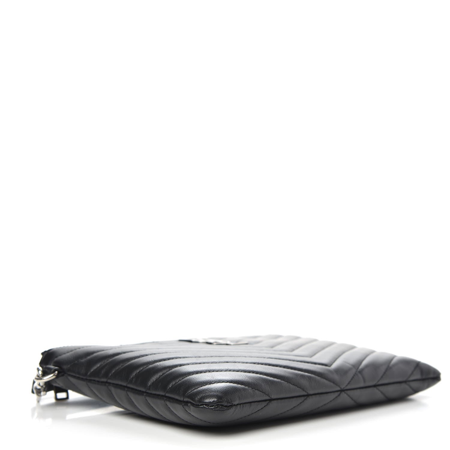 Saint Laurent Calfskin Matelasse Chevron Monogram A5 Wristlet Black 4 of 9